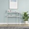 Masa consola Kuhmo 80x80x30cm metal alb cu blat sticla [en.casa] HausGarden Leisure