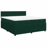 Cumpara ieftin Pat box spring cu saltea, verde inchis, 200x200 cm, catifea