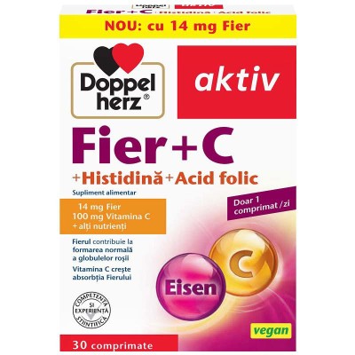 Fier + Vitamina C + Acid Folic Aktiv 30 comprimate Doppelherz foto