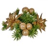 Inel Decorativ Crăciun Auriu, Crăciunițe &amp; Bile, 15cm - Ornament Lum&acirc;nare, Masă Festivă, Verde/Auriu