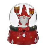 Glob Lichid Decorativ Crăciun, Gnome Cadouri, Baza Roșie, 6.5cm, Oem