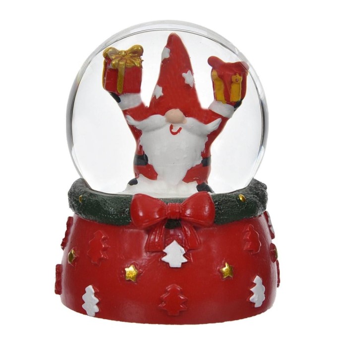 Glob Lichid Decorativ Crăciun, Gnome Cadouri, Baza Roșie, 6.5cm