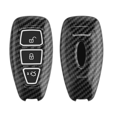 Husa Cheie Auto pentru Ford - 3 Butoane - Keyless Go, kwmobile, Plastic, Negru / Gri, 56731.01 foto