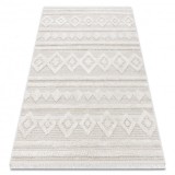 Covor ECO SISAL MOROC 22322 romburi, linii, boho franjuri - structural bej / cremă, 117x170 cm