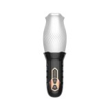 Masturbator automat B-SERIES Cyclone Blowjob Simulator, cu 5 funcții de rotație 360&deg;, 10 funcții de vibrație, alb cu negru