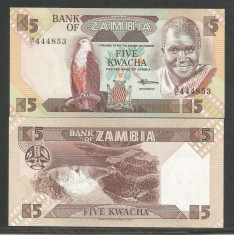 ZAMBIA 5 KWACHA 1986 / 1988 UNC [1] P- 25d , Semnatura 7 , necirculata foto