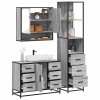 VidaXL Set mobilier de baie, 3 piese, gri sonoma, lemn prelucrat 3301173