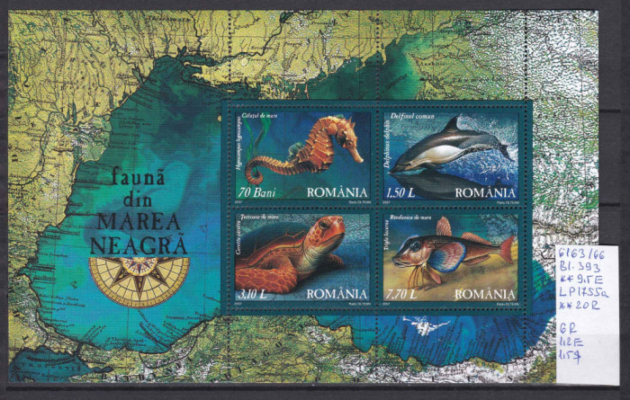 2007 Fauna din Marea Neagra LP1755a Bl.393 MNH Pret 7,1+1Lei