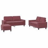 Cumpara ieftin Set de canapea, 3 piese, rosu vin, material textil