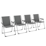 Outsunny Lot de 4 scaune pliante de gradina camping plaja cu suporturi pentru brate, tesatura Oxford, gri | Aosom Romania