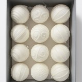 Set 12 globuri decorative cu sclipici si paiete, 3 modele asortate, diametru 8 cm, alb Household NewTrend