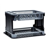 Suport vase cu 2 etaje, unul pentru farfurii si tacamuri si unul pentru tavi si pahare, 40x26x27 cm