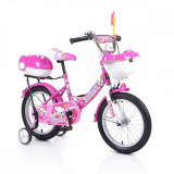 Bicicleta pentru copii cu roti ajutatoare 1682 Racer Pink 16 inch, Moni