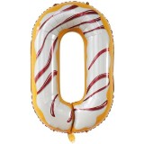 Balon din Folie Metalizata Cyrax, Figurina Cifra, Imprimeu Gogosi, Tema Aniversare 100 cm, Ambalaj Individual, Pai inclus, Umflare cu Aer sau Heliu, M