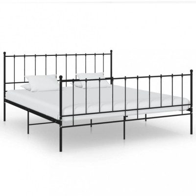 vidaXL Cadru de pat, negru, 200x200 cm, metal foto