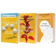 Pachet de 3 carti seria Creierul si inteligenta emotiilor, Insusiri modificate, Emotii vindecatoare Daniel Goleman Dalai Lama