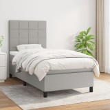 Cumpara ieftin Pat box spring cu saltea, gri deschis, 100x200 cm, textil