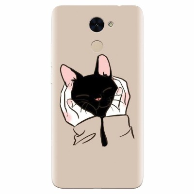 Husa silicon pentru Huawei Enjoy 7 Plus, Th Black Cat In Hands foto