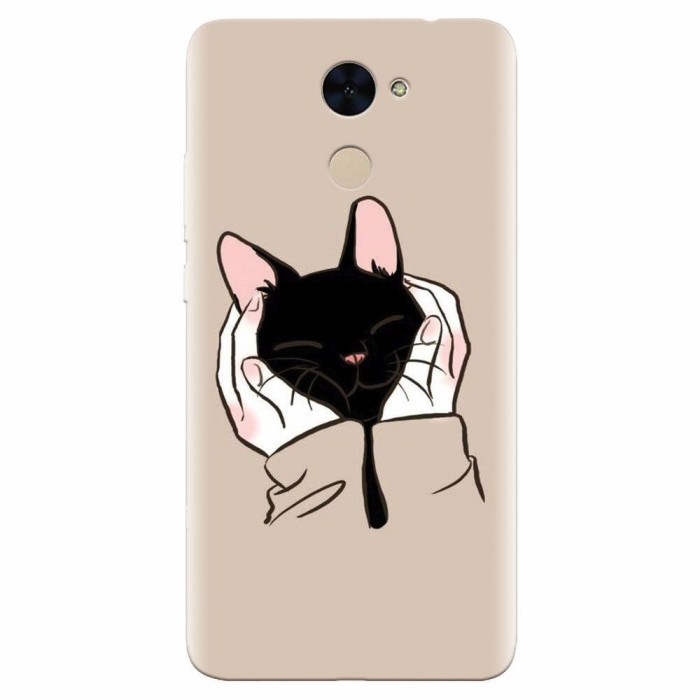 Husa silicon pentru Huawei Enjoy 7 Plus, Th Black Cat In Hands