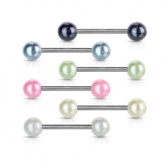 Piercing pentru limbă din oţel - mici perle - Culoare Piercing: Verde Deschis-LG