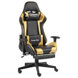 Cumpara ieftin Scaun de jocuri pivotant cu suport de picioare, auriu, PVC