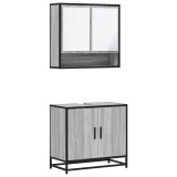 Cumpara ieftin Set mobilier de baie, 2 piese, gri sonoma, lemn prelucrat