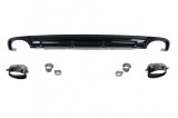 Difuzor bara spate Audi A4 B9 8W 2016-2018 cu ornamente evacuare RS4 negru