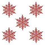 Ornament Brad Craciun Fulg Glitter Rosu 10cm 5buc Oem CMCLASS