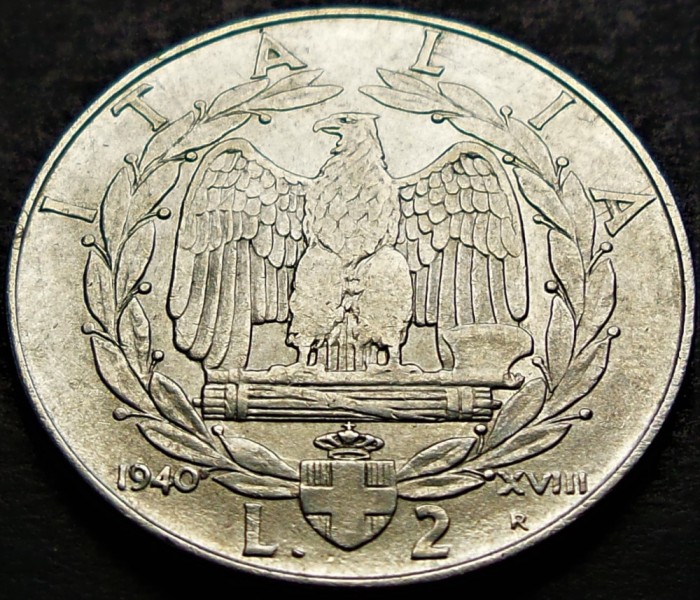 Moneda istorica 2 LIRE - ITALIA FASCISTA, anul 1940 *cod 1743 A - MAGNETICA!