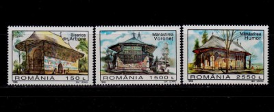 RO 1996 ,LP 1406 , &amp;quot;50 ani UNESCO-Manastiri &amp;quot;, serie i ,MNH foto