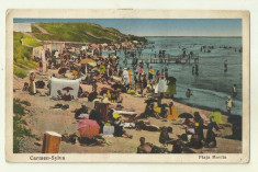 cp Carmen Sylva : Plaja Movila - 1934, circulata, timbre foto