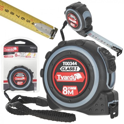 Ruleta cu 2 fete, 8 m x 25 mm, clasa I, Tvardy T00344 foto
