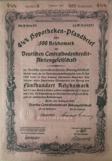 500 Reichsmark titlu de stat Germania 1937 foto
