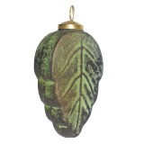 Cumpara ieftin Set 6 globuri sticla verde maro brad 7x4x13 cm