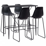 VidaXL Set mobilier de bar, 5 piese, negru, plastic