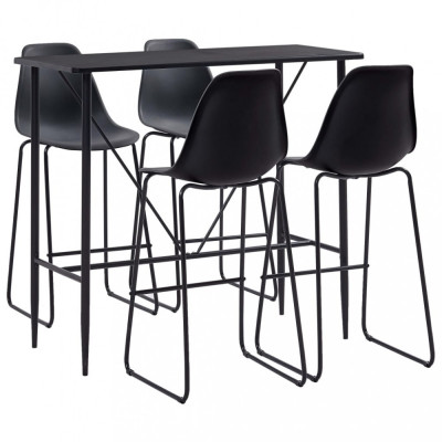 vidaXL Set mobilier de bar, 5 piese, negru, plastic foto