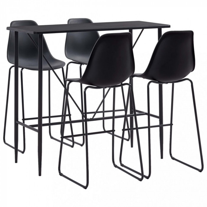 Gossi set mobilier de bar, 5 piese, negru, plastic
