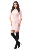 C626-5 Rochie tricotata cu model in tesatura si maneci trei sferturi, S/M