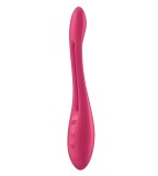 Vibrator Elastic Game, 10 Moduri Vibratii, Silicon Flexibil, Incarcare Baterii, Rosu, 20.7 cm