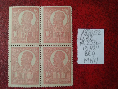 1920 Romania- Ferd. b. mare Lp72 Mi253y-Bl.4-MNH foto