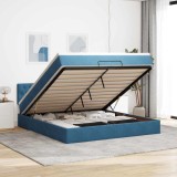 VidaXL Cadru de pat otoman cu saltea Albastru &icirc;nchis 180x200cm catifea