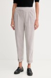 United Colors of Benetton pantaloni de catifea cord culoarea gri, drept, high waist, 4HA2556K4