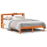 Cumpara ieftin Cadru pat fara saltea, maro ceruit, 135x190 cm, lemn masiv pin