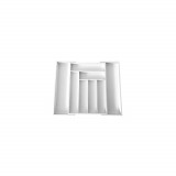 Cutie pentru tacamuri din bambus, cu 8 compartimente, pentru sertar, 52x43x5 cm, alb, Kinghoff