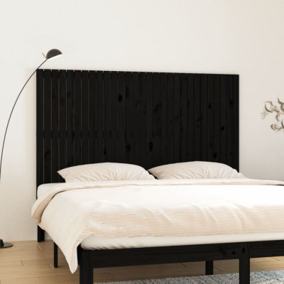 vidaXL Tăblie de pat pentru perete, negru, 185x3x110 cm lemn masiv pin foto