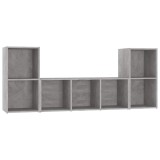 Cumpara ieftin Set de dulapuri TV, 3 piese, gri beton, lemn prelucrat