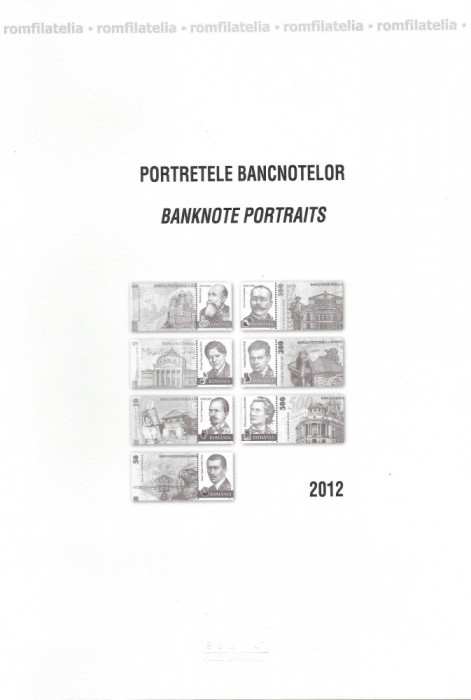 |Romania, LP 1932a/2012, Portretele bancnotelor (uzuale), carton filatelic