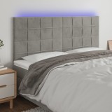 Cumpara ieftin Tăblie de pat cu LED, gri deschis, 180x5x118/128 cm, catifea