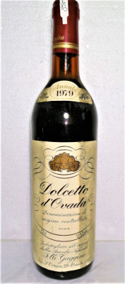 C 83 -vin rosu, DOLCETTO D&amp;#039;OVADA, DOC, cl 72 gr 12,5 recoltare 1979 foto