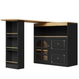Dulap sideboard rotativ 360&deg;, Negru | Aosom Romania